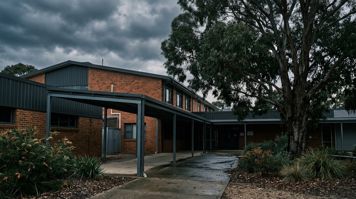 Australian school building with a covered walkway