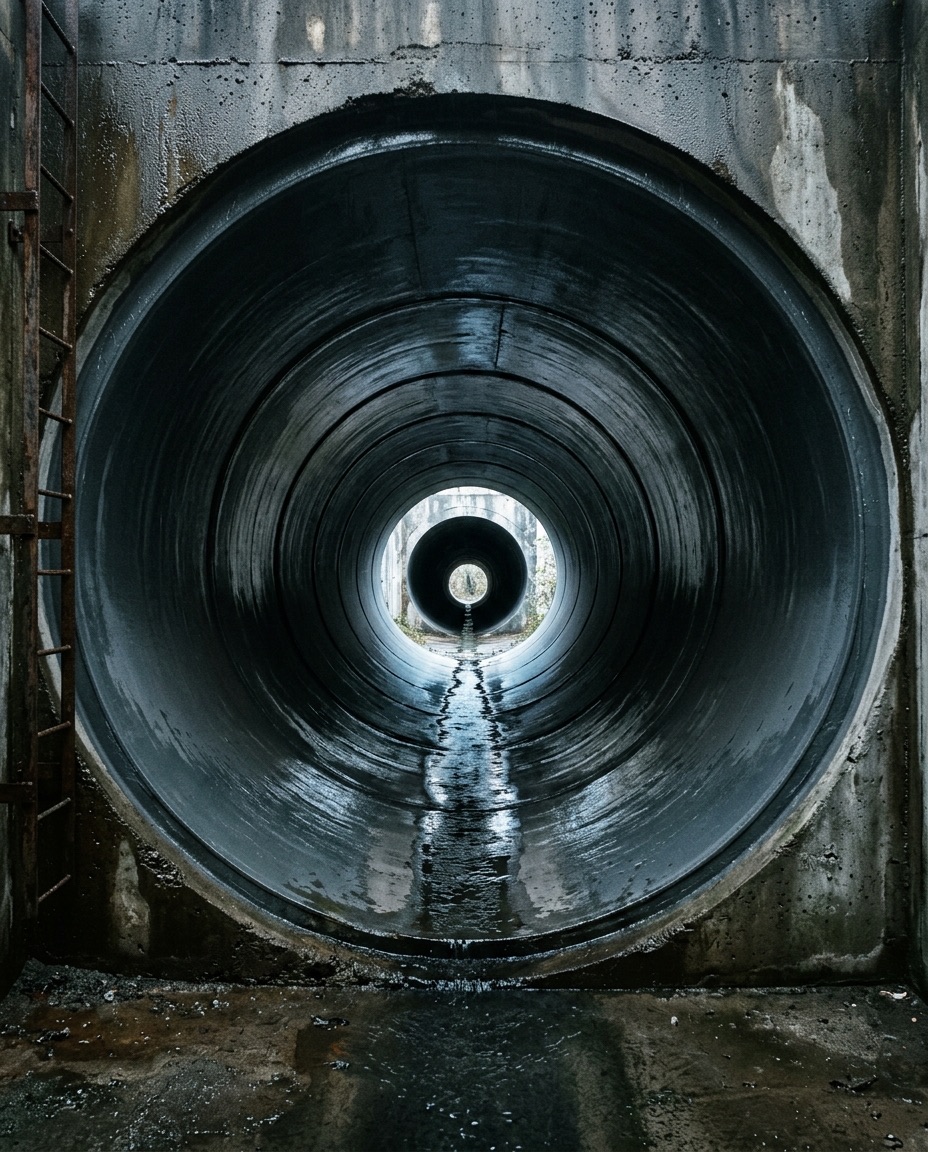 Interior view of a relined drainage pipe